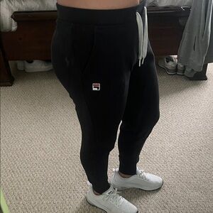 Fila Black Track Pants with White Accents